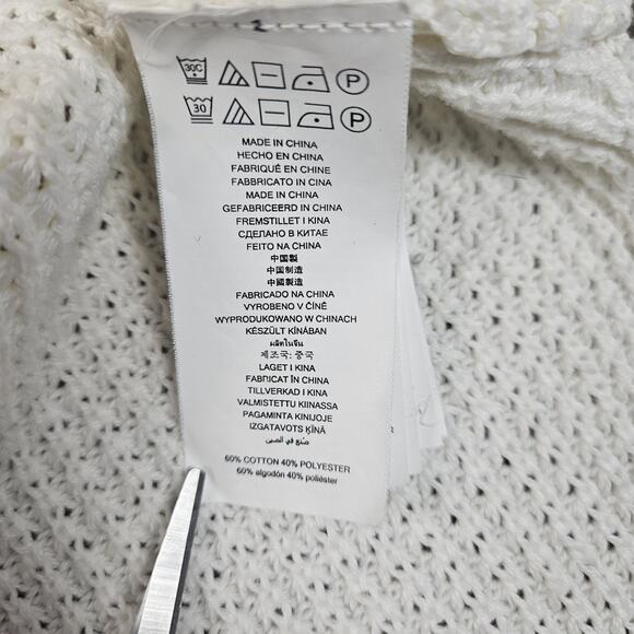 Michael Kors Womens Sweater Size Large Ivory Waffle Knit Turtleneck Oversized - Picture 5 of 6